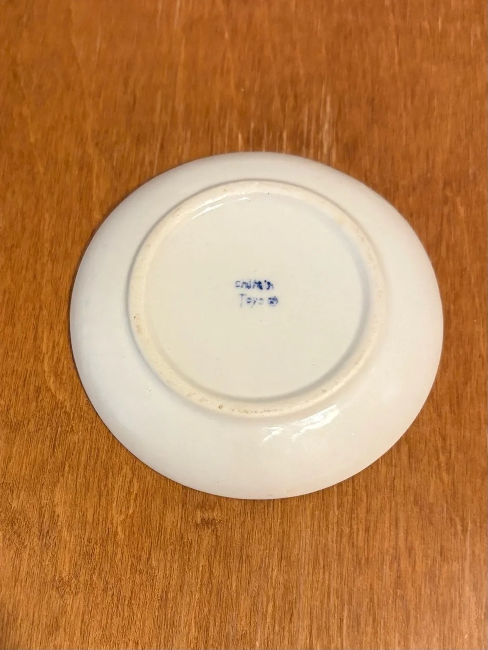 Butter Pat White with Blue Floral Accent